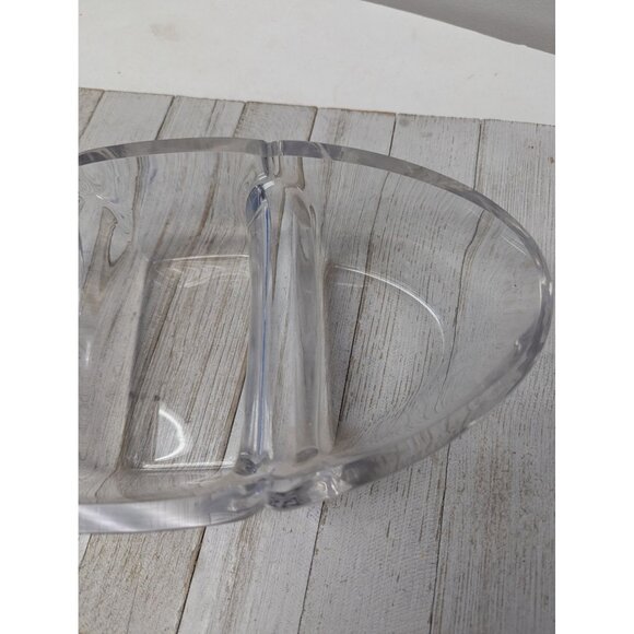 Vintage Divided 12” Heavy Glass Serving Bowl Elegant Candy Dish Clear 3 Sections - Picture 4 of 7